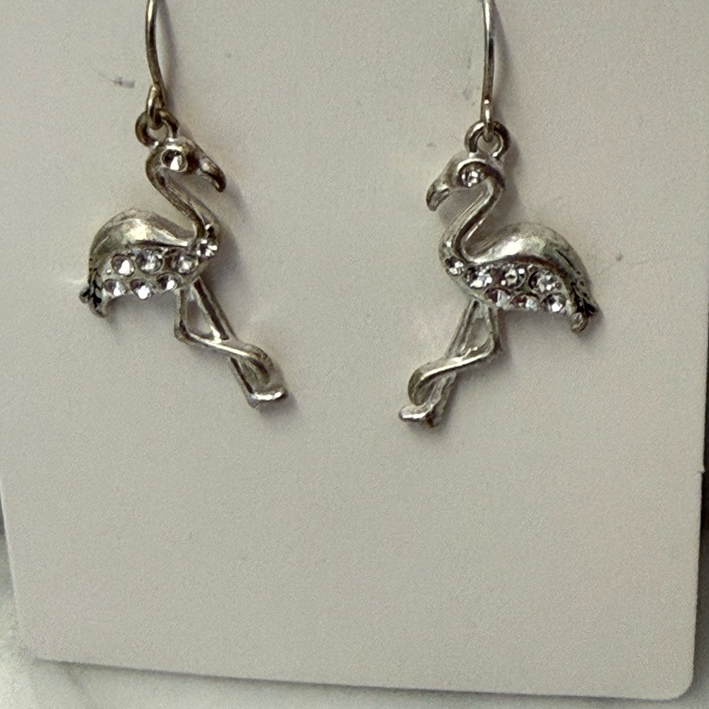 Silver Flamingo Earrings - Picture 2 of 3